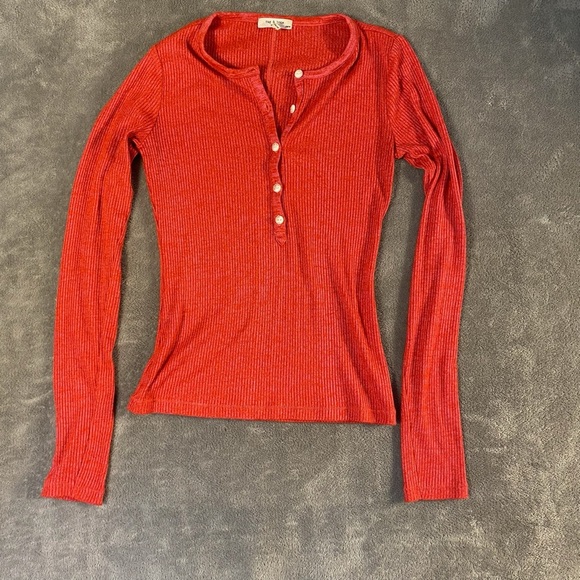 Rag & Bone Women’s Raspberry Y2K Long Sleeve Henley Button Top Size XS - Picture 1 of 7